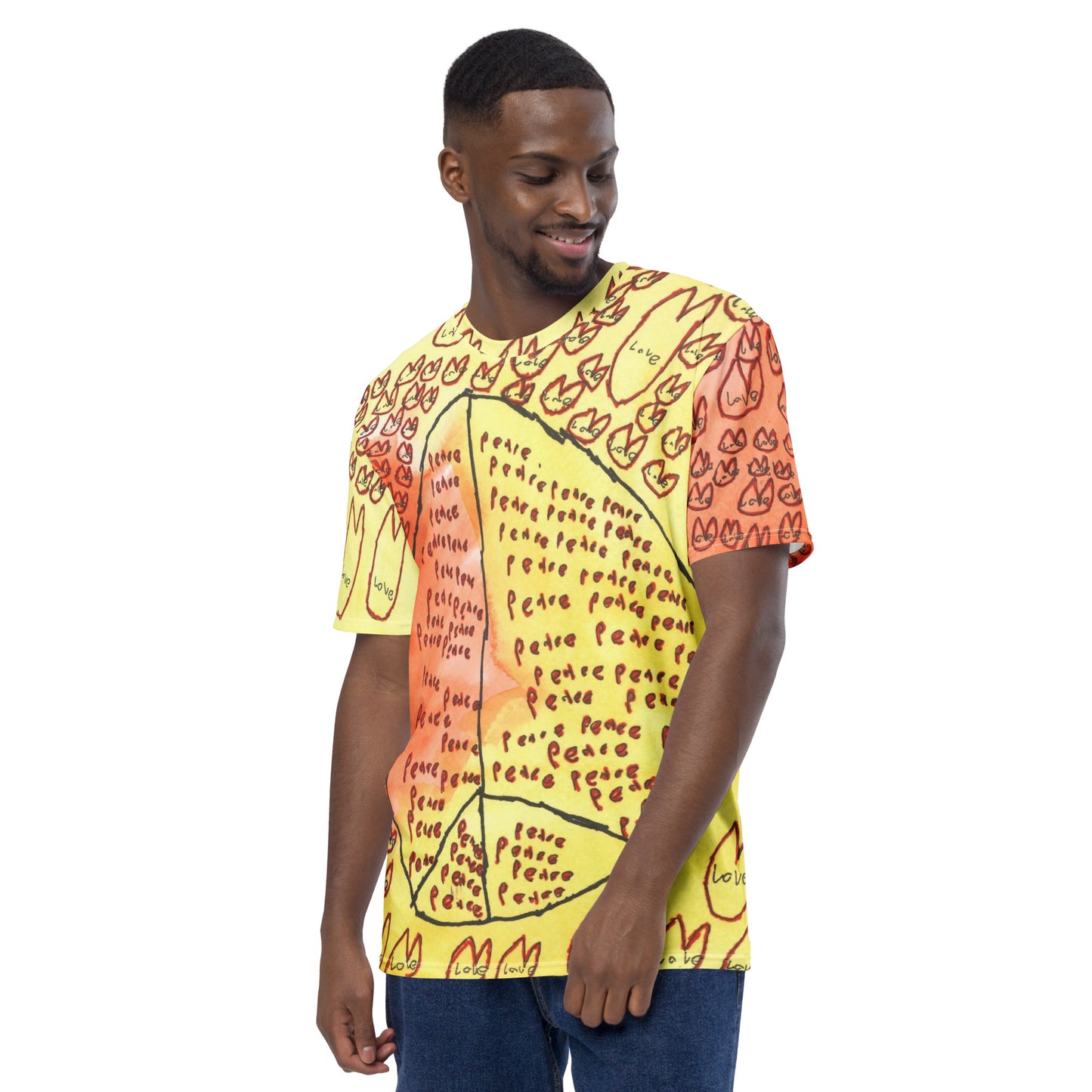 Men's wrap-around tee - "Peace and Love"