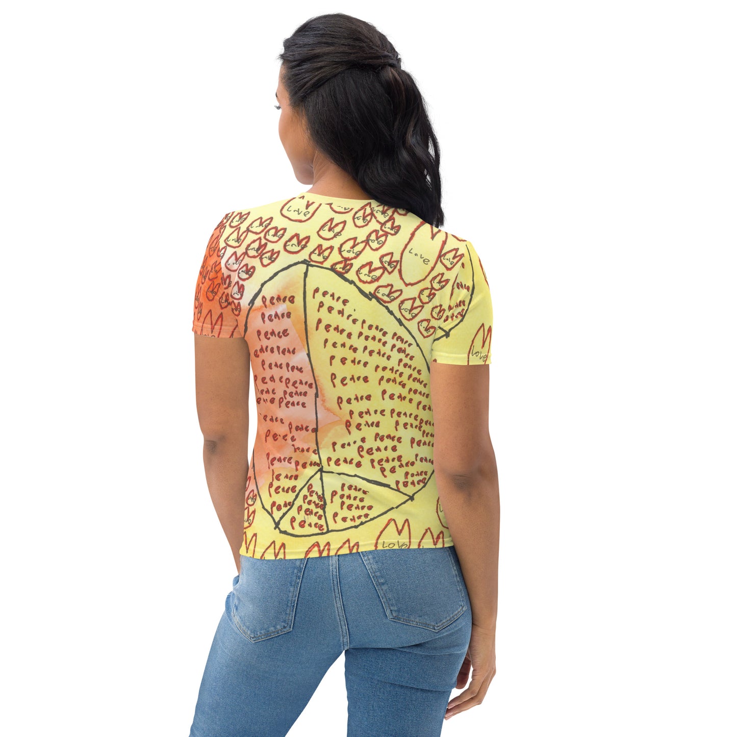 Women's wrap-around tee - "Peace and Love"