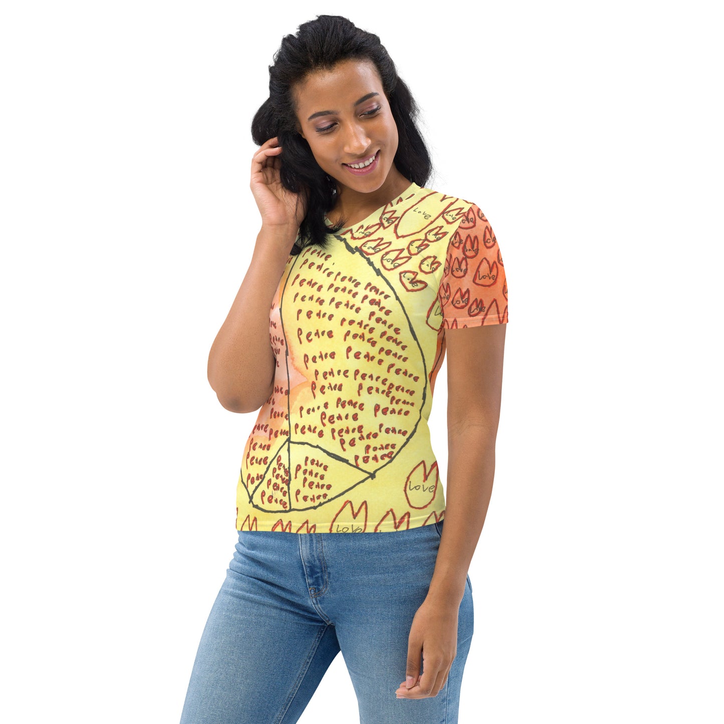 Women's wrap-around tee - "Peace and Love"