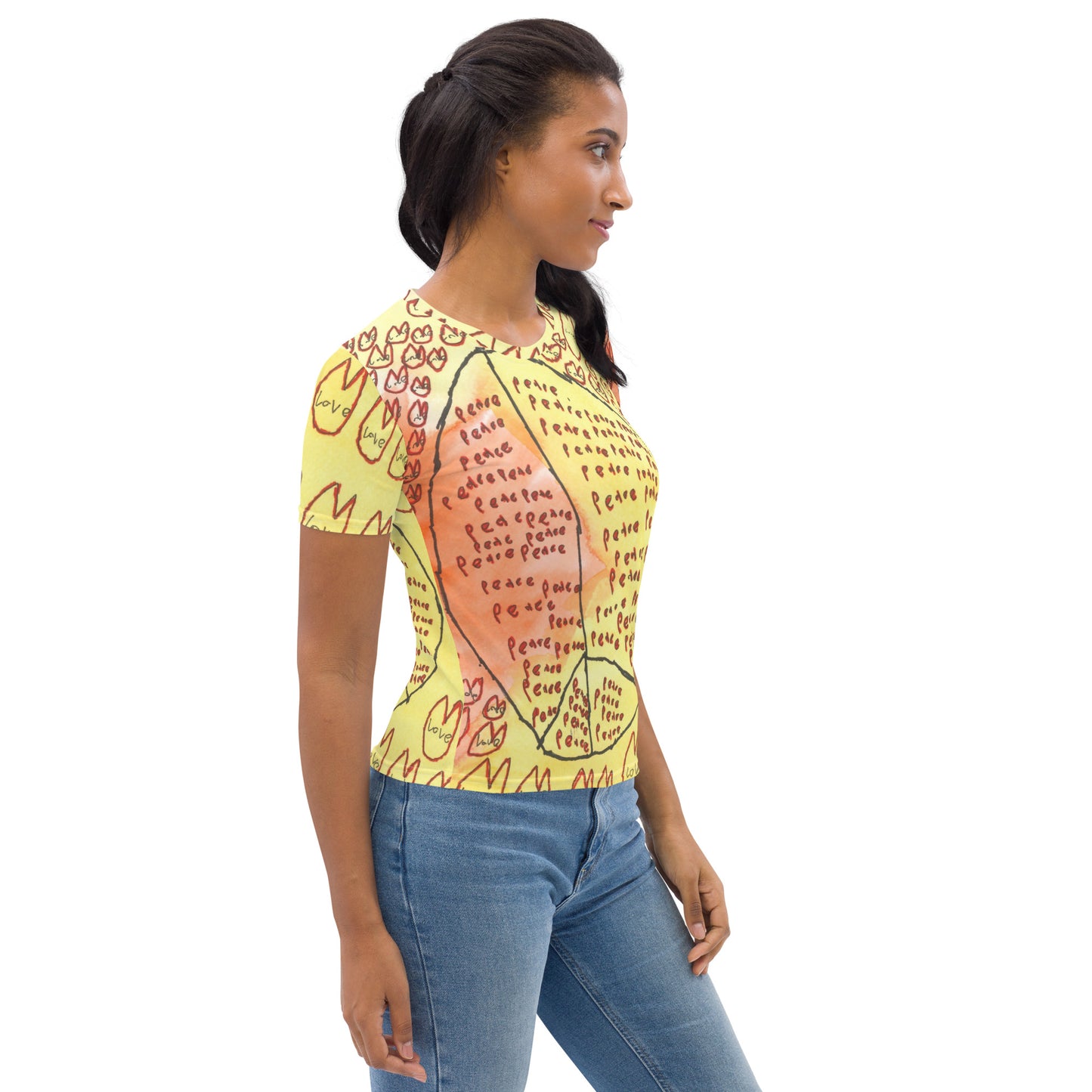 Women's wrap-around tee - "Peace and Love"