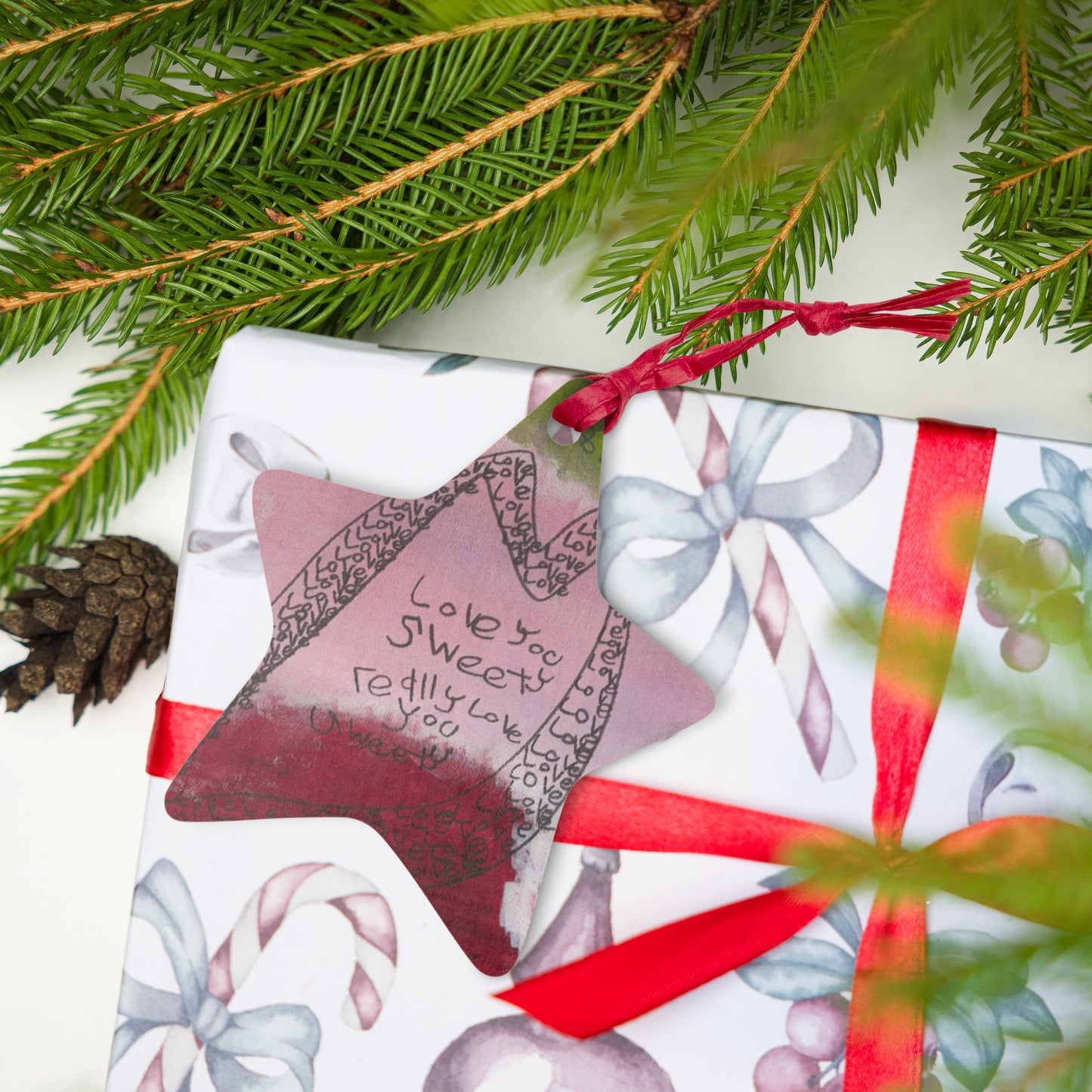 Wooden ornament & magnet - "Love and True Love"