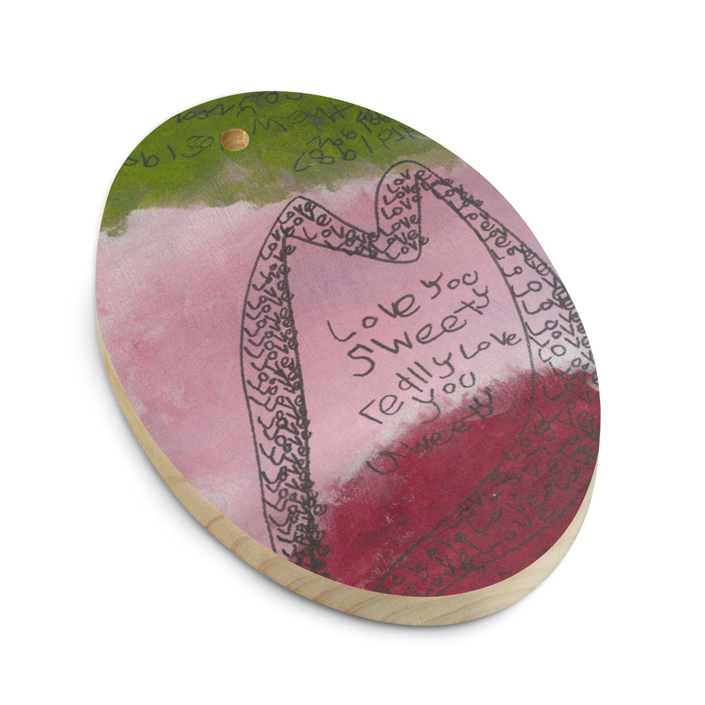 Wooden ornament & magnet - "Love and True Love"
