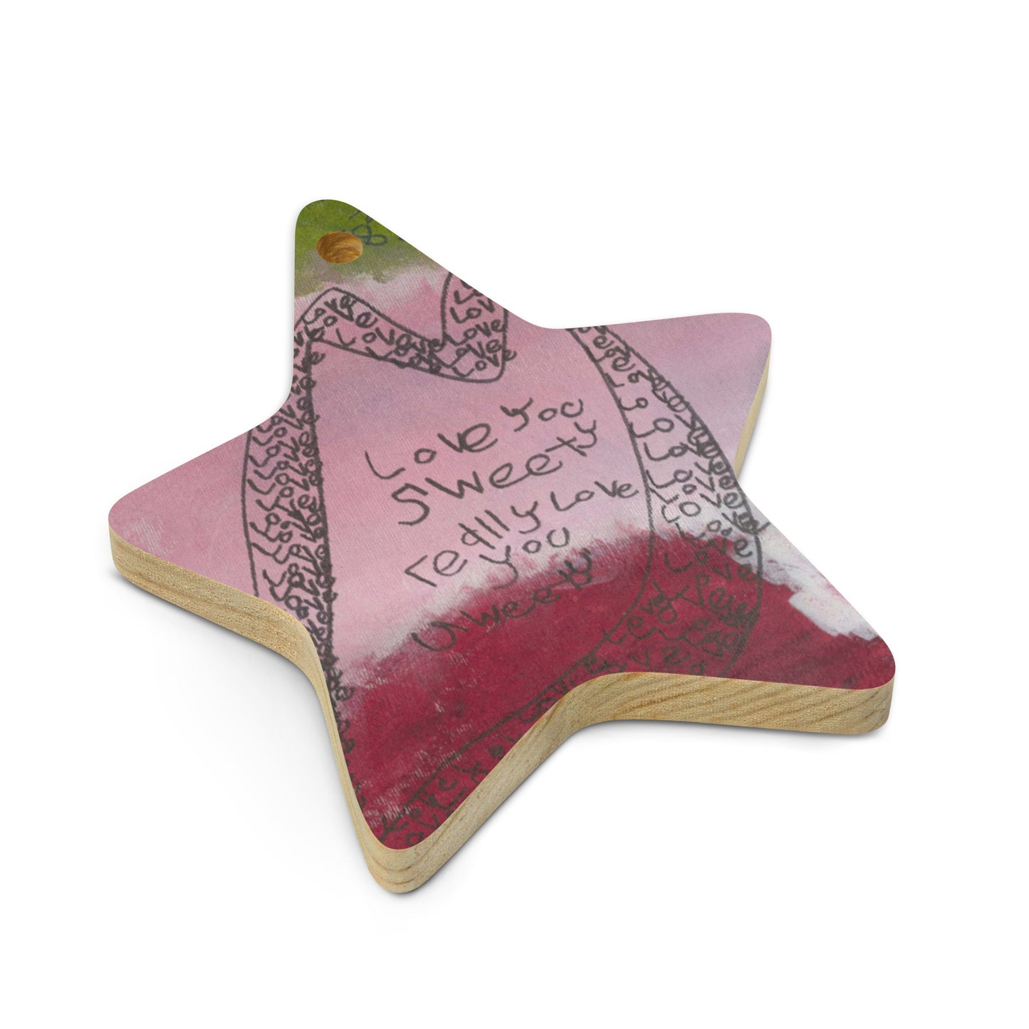 Wooden ornament & magnet - "Love and True Love"