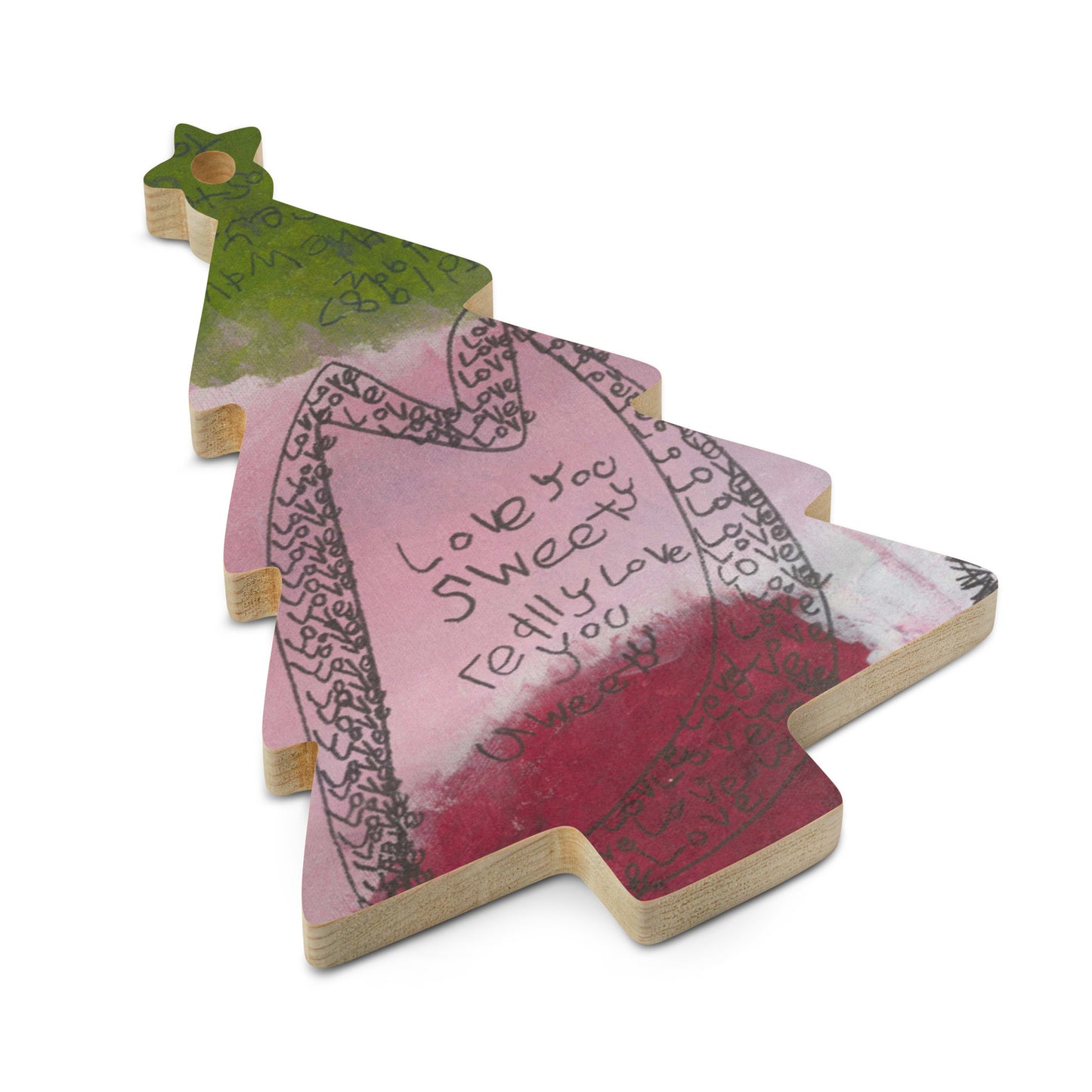 Wooden ornament & magnet - "Love and True Love"