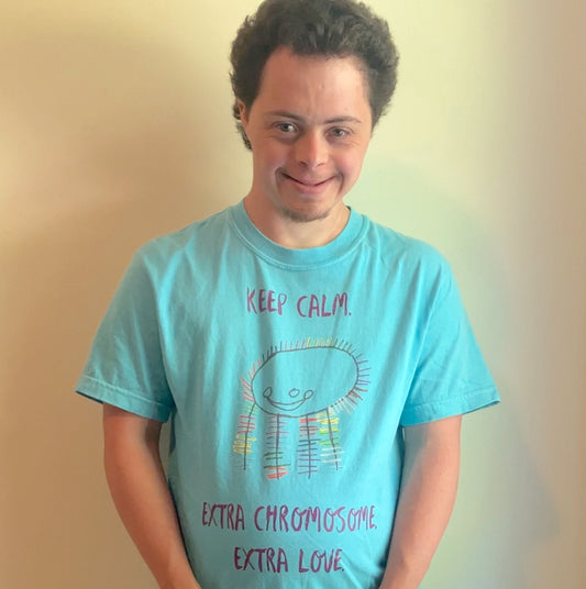 Men's tee - "Keep Calm. Extra Chromosome. Extra Love."