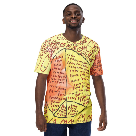 Men's wrap-around tee - "Peace and Love"