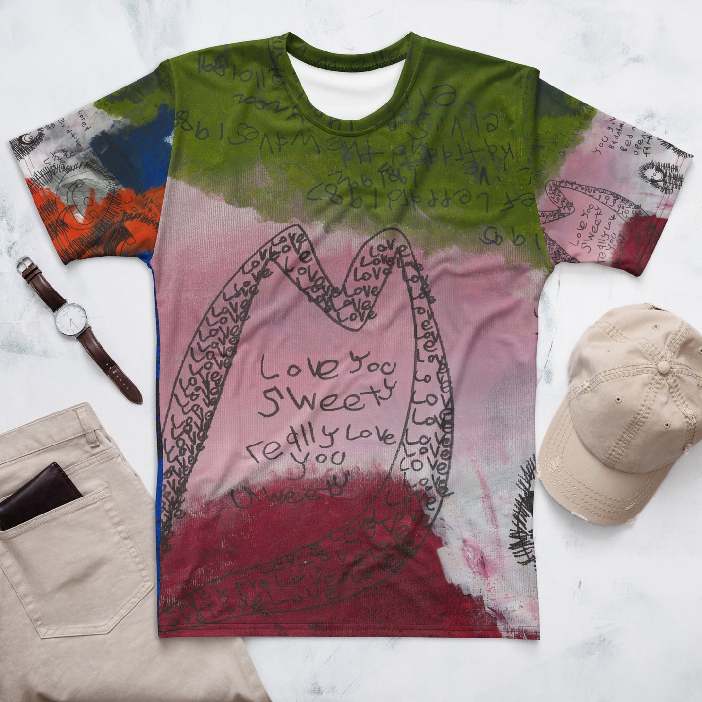 Men's wrap-around tee - "Love and True Love"
