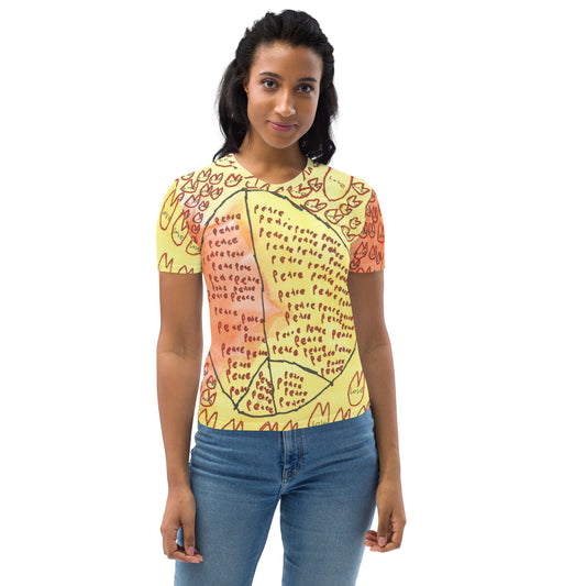 Women's wrap-around tee - "Peace and Love"