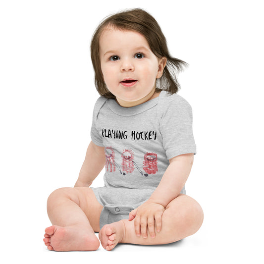 Baby & toddler onesie - "Playing Hockey"