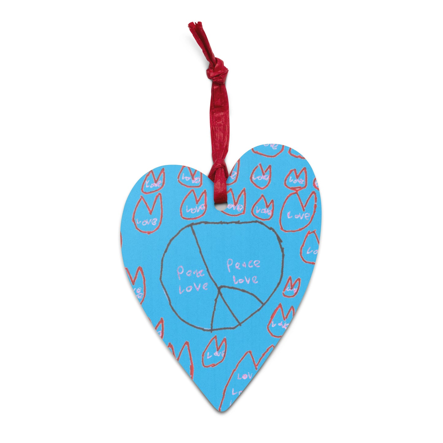 Wooden ornament & magnet - "Peace and Love"