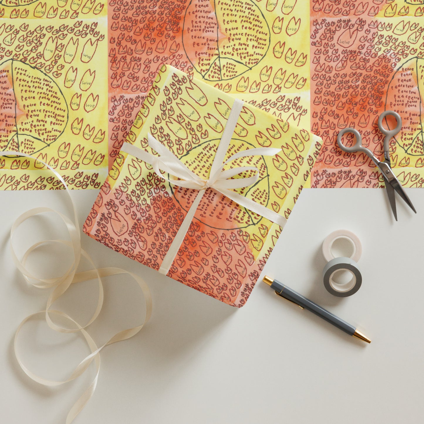 Wrapping paper sheets - "Peace and Love"